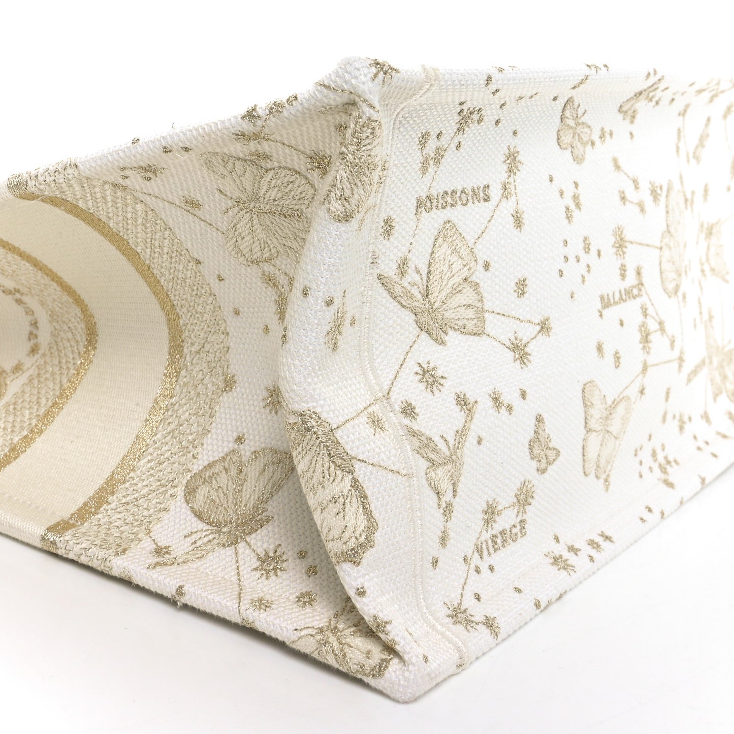Canvas Embroidered Medium Butterfly Zodiac Book Tote Gold