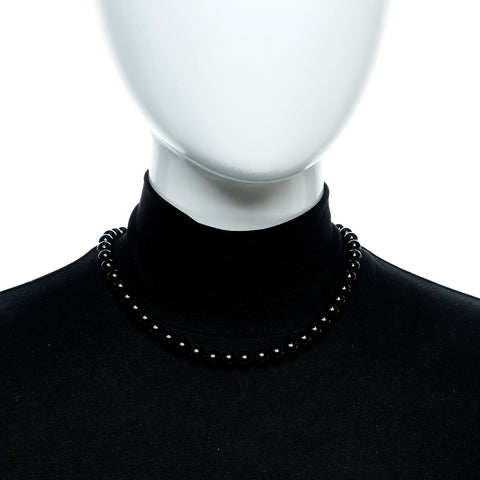 Sterling Silver Black Onyx Bead Toggle Necklace