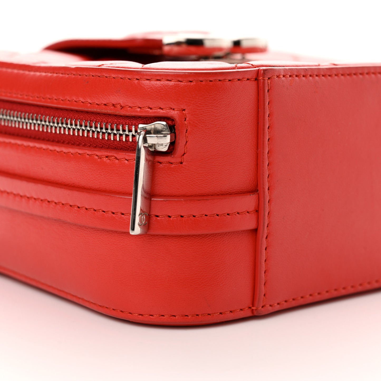 Lambskin Quilted Mini CC Box Camera Bag Red