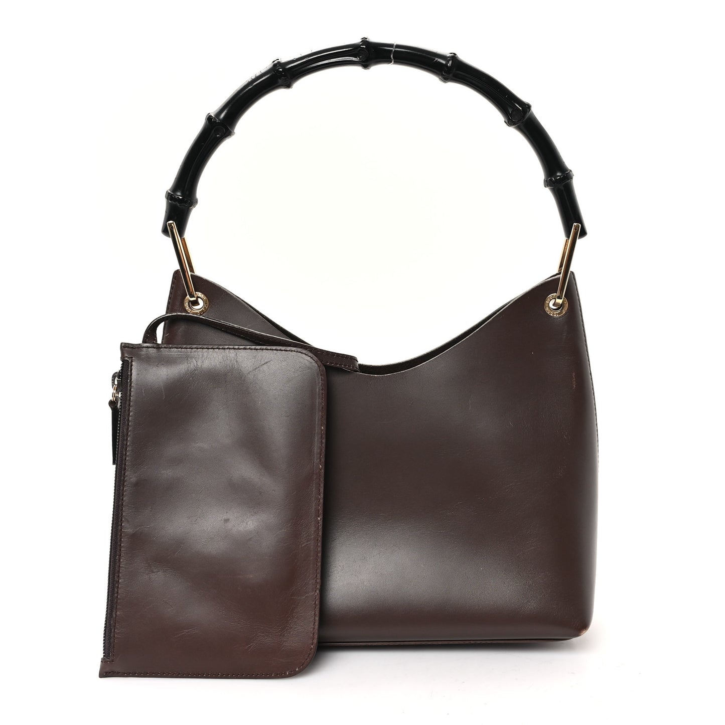 Calfskin Bamboo Shoulder Bag Brown