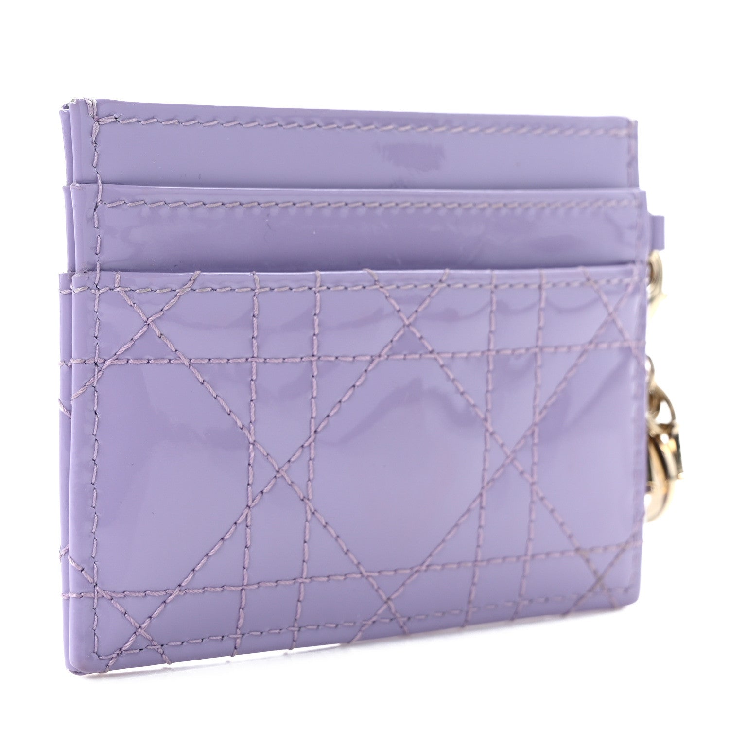 Christian Dior Patent Cannage Lady Dior Five-Slots Card Holder Lilac 3 of 7