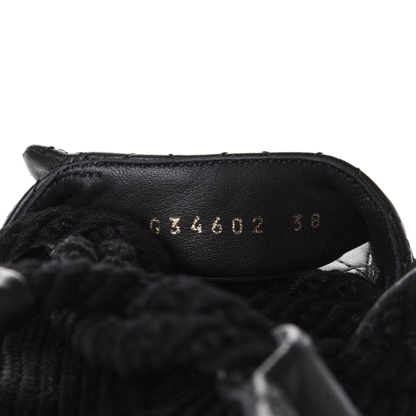 Cord Lambskin Quilted Logo Sandals 38 Black