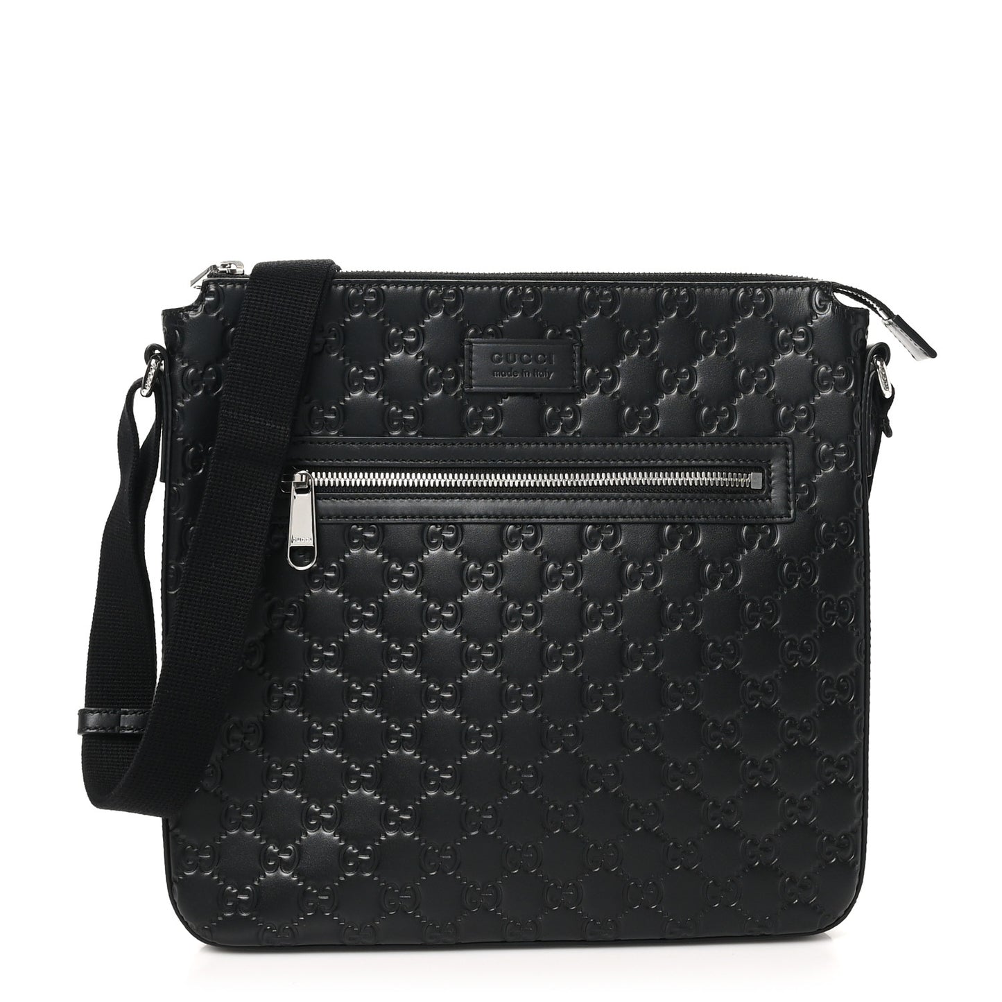 Guccissima Signature Medium Flat Messenger Bag Black