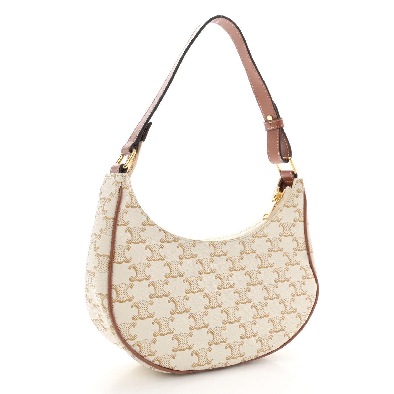 Celine Canvas Calfskin Ava Triomphe Shoulder Bag White 3 of 11