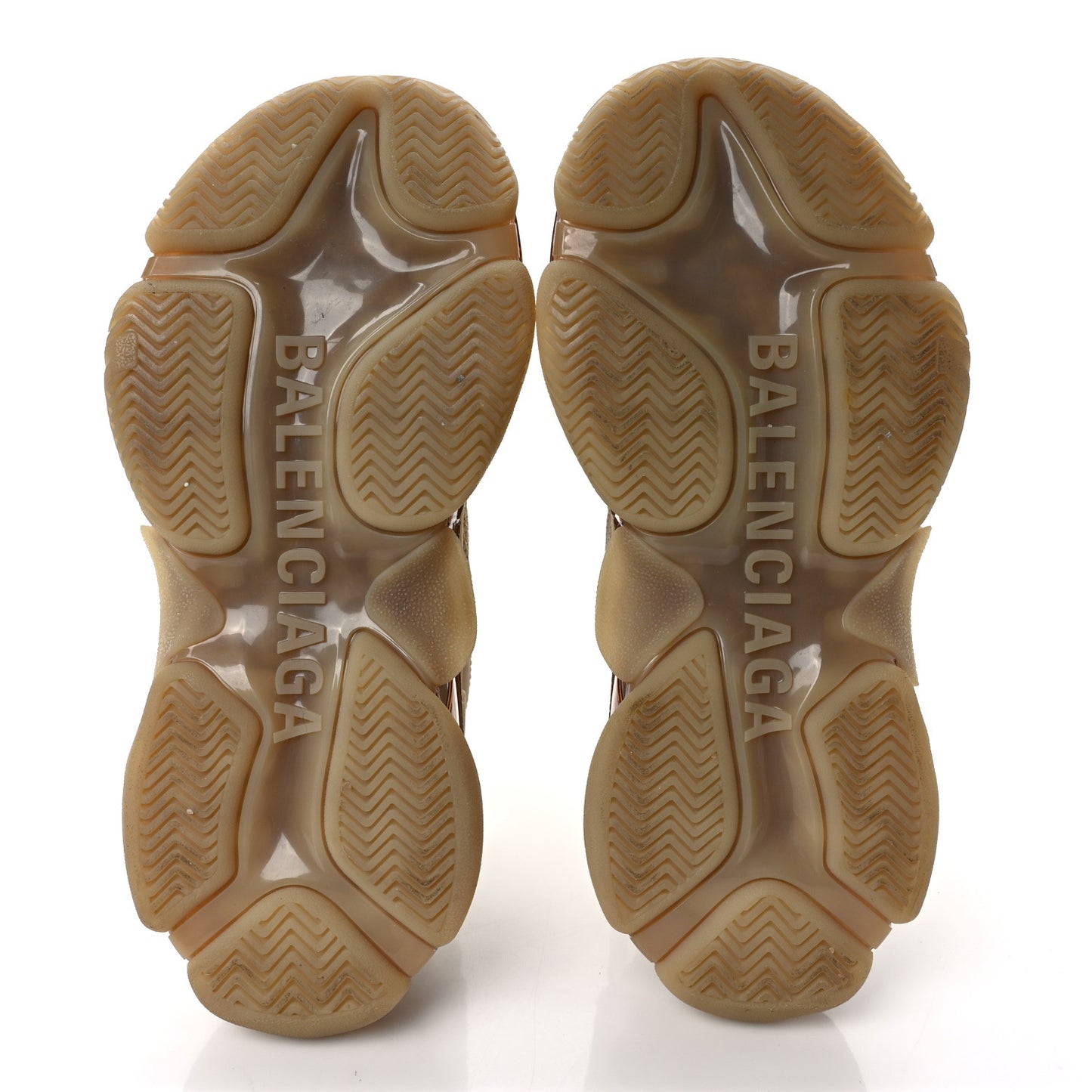 Fabric Mesh Clear Sole Womens Triple S Sneakers 38 Beige