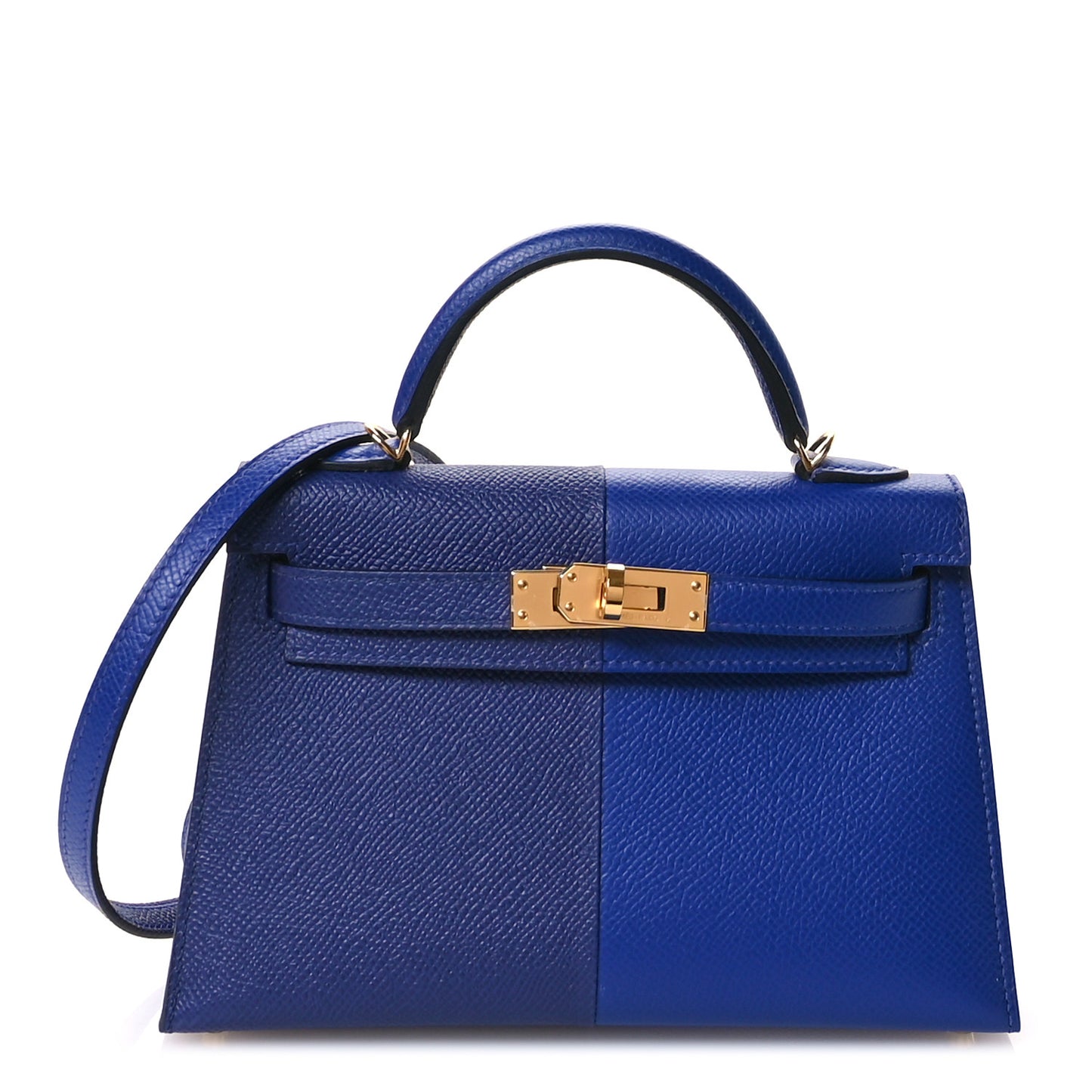 Epsom Casaque Mini Kelly Sellier 20 Bleu Electrique Bleu Encre Gold