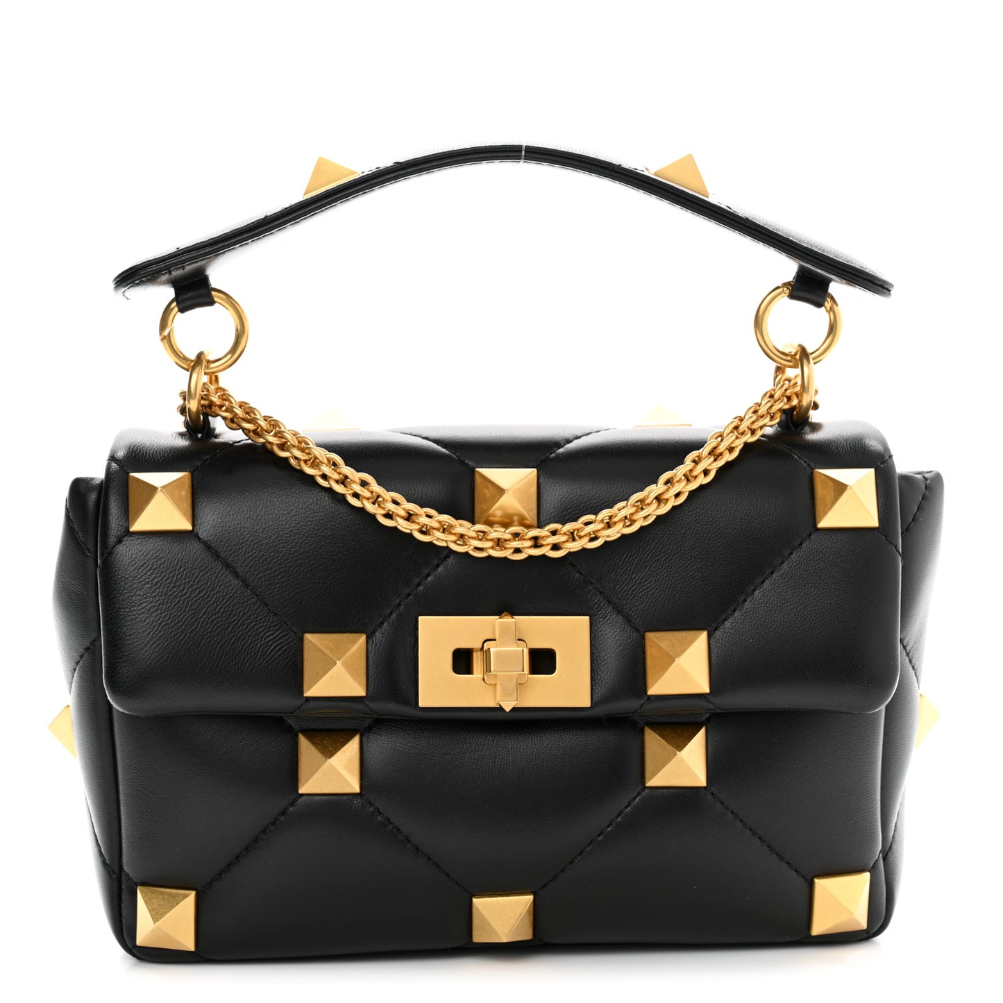 Nappa Medium Roman Stud Shoulder Bag Black