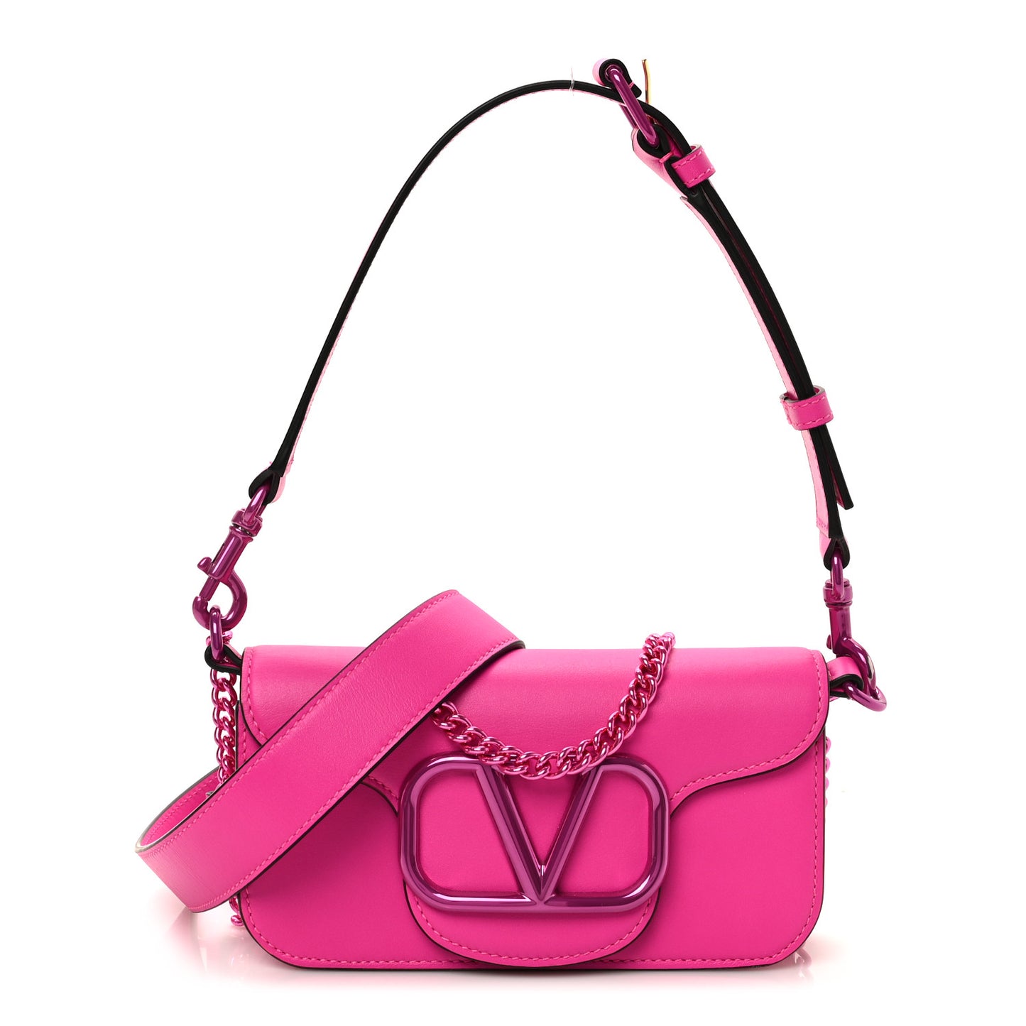Calfskin Lacquer Monochrome Vlogo Mini Loco Crossbody Bag Pink PP