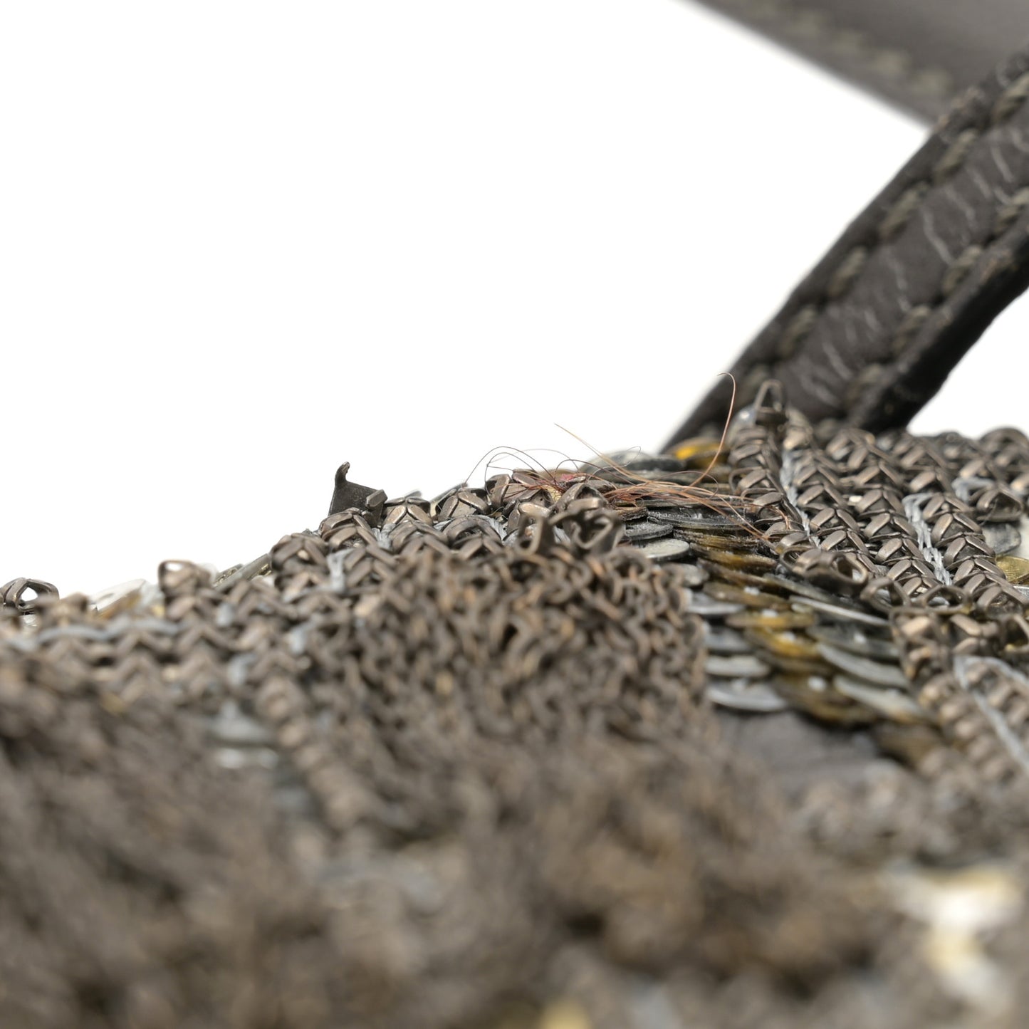 Nappa Sequin Chain Glam Tote Dark Grey