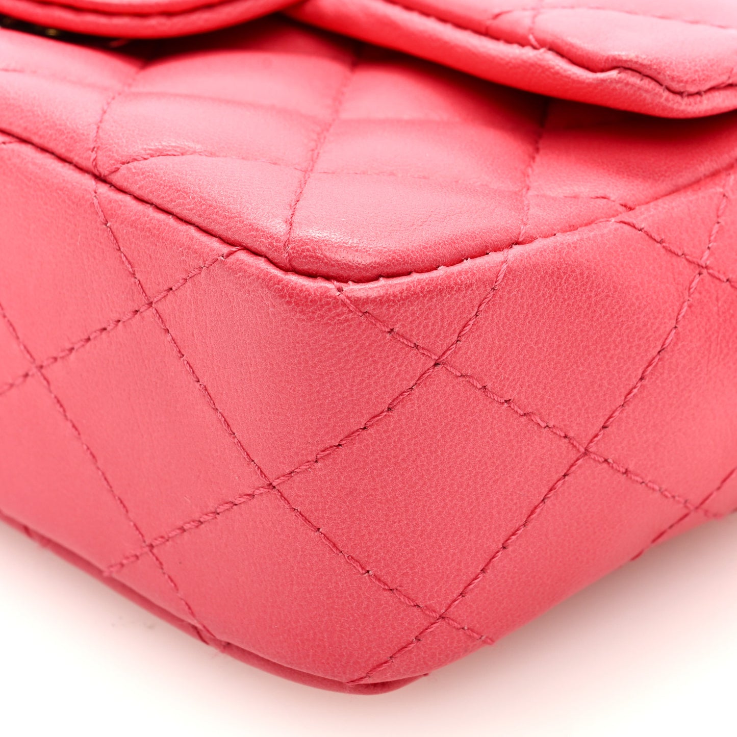 Lambskin Quilted Extra Mini Rectangular Flap Pink