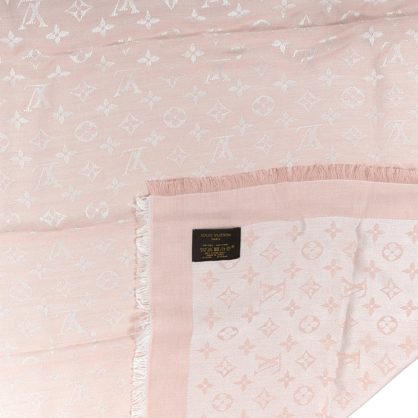 Silk Wool Monogram Shawl Rose