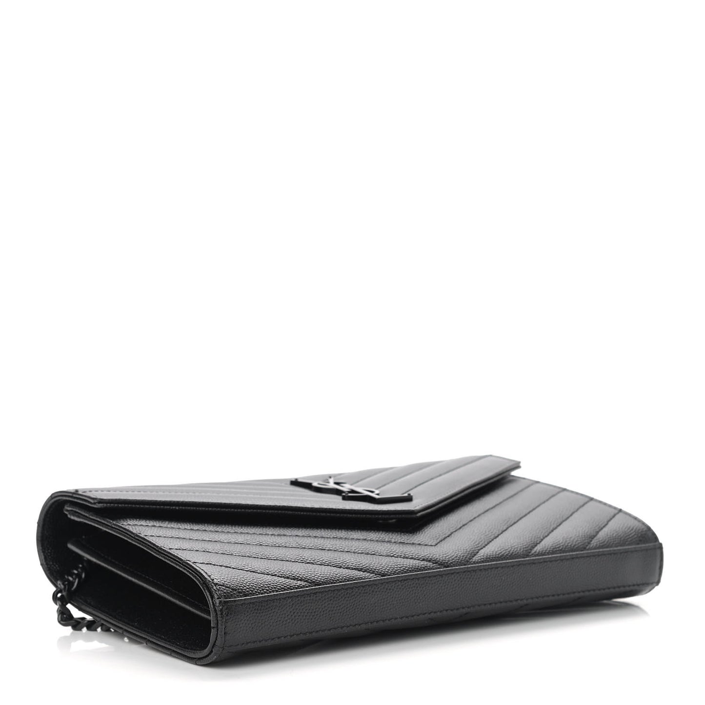Grain De Poudre Matelasse Chevron Monogram Chain Wallet Black