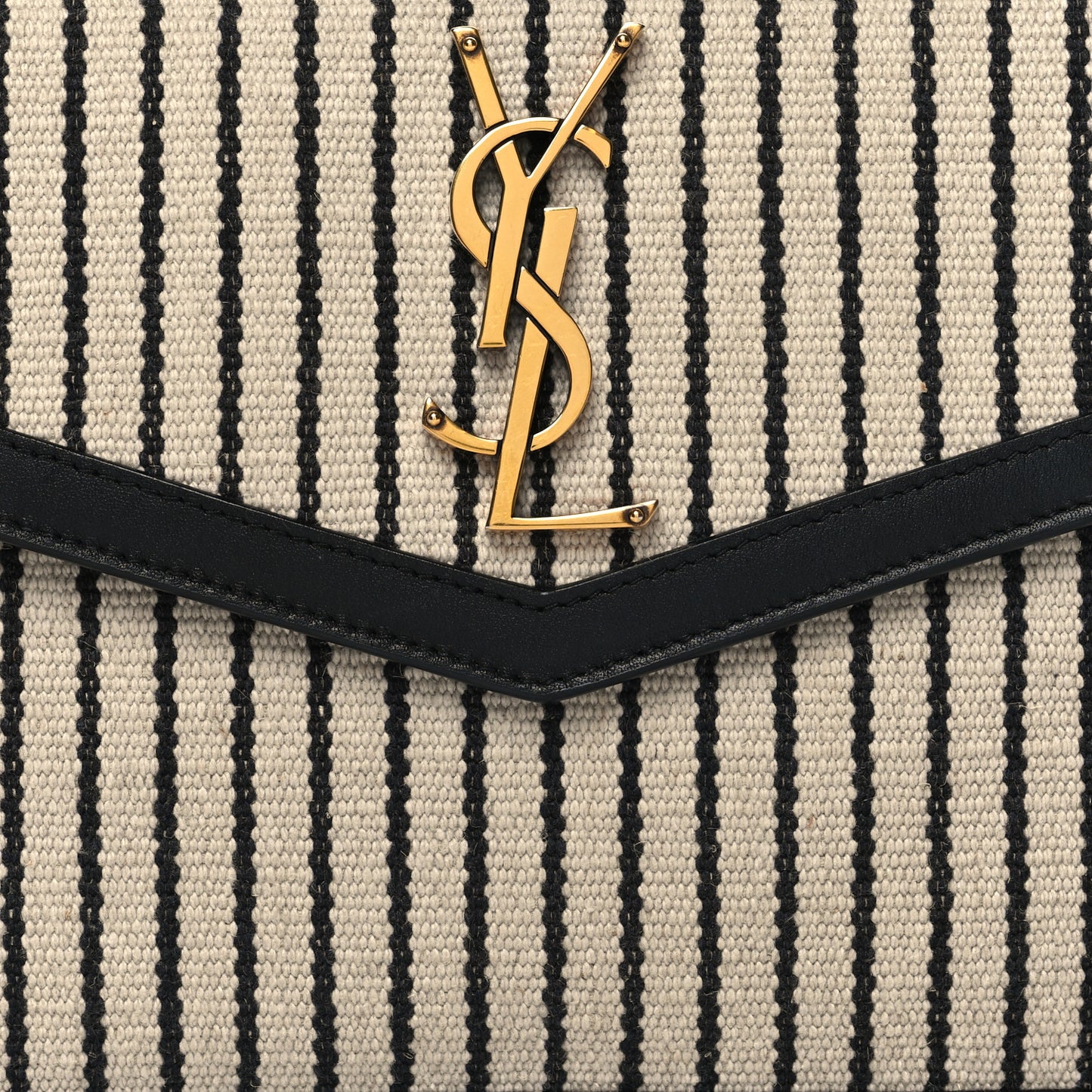 Canvas Striped Uptown Pouch Beige Black