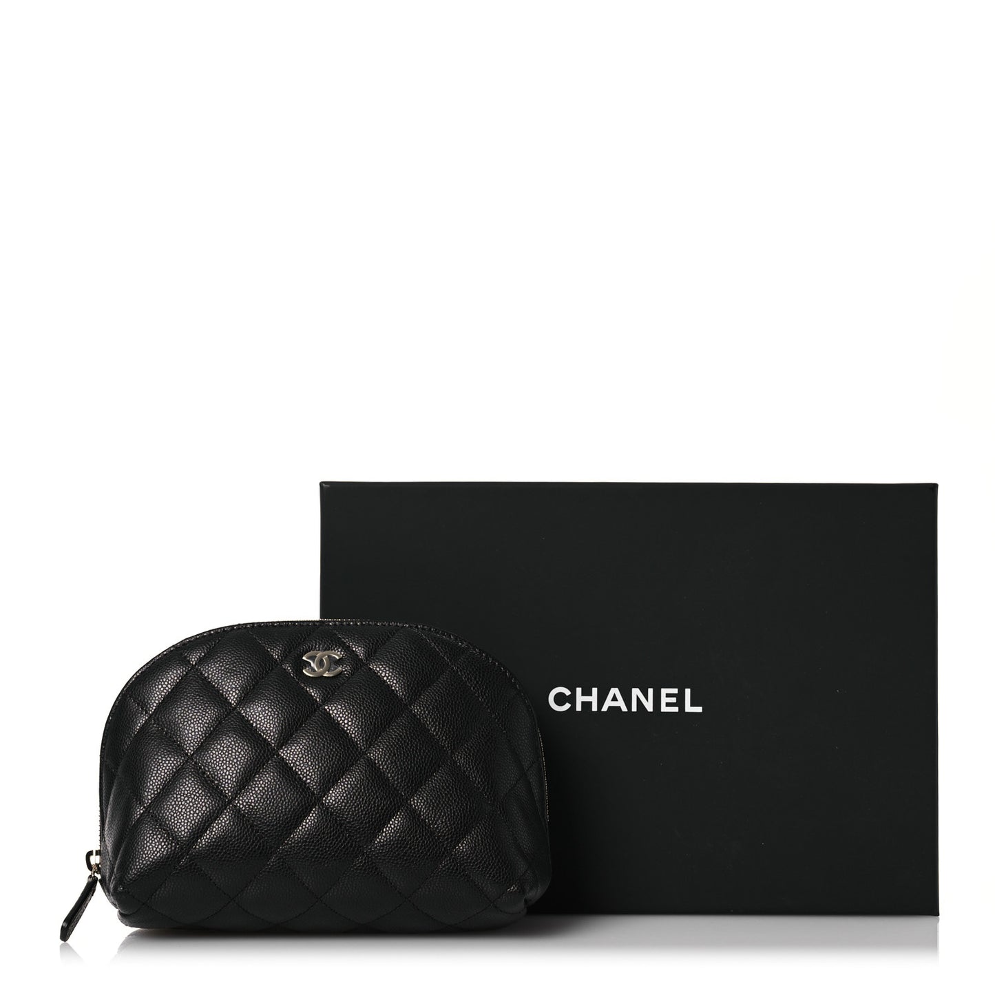 Caviar Quilted Small Cosmetic Case Black
