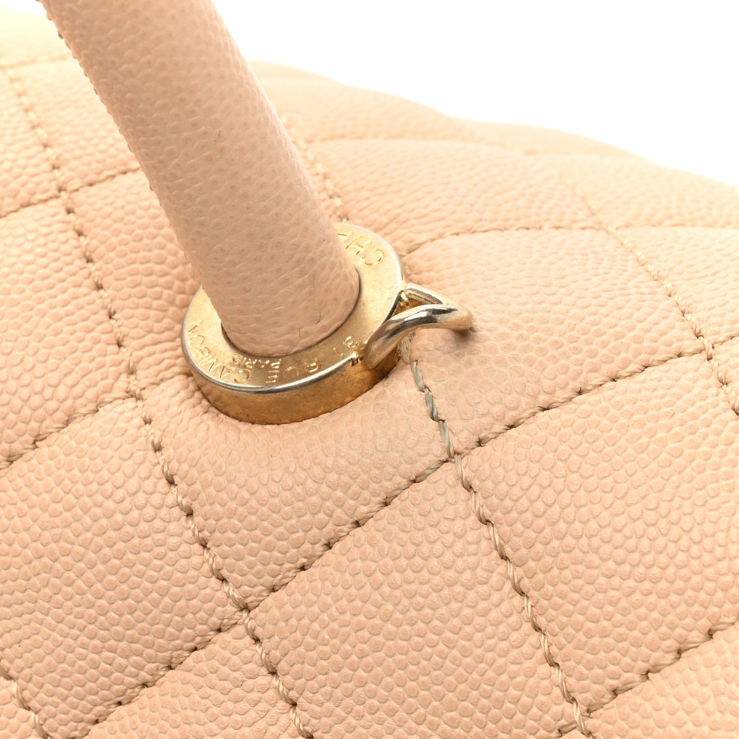 Caviar Quilted Medium Coco Handle Flap Light Beige