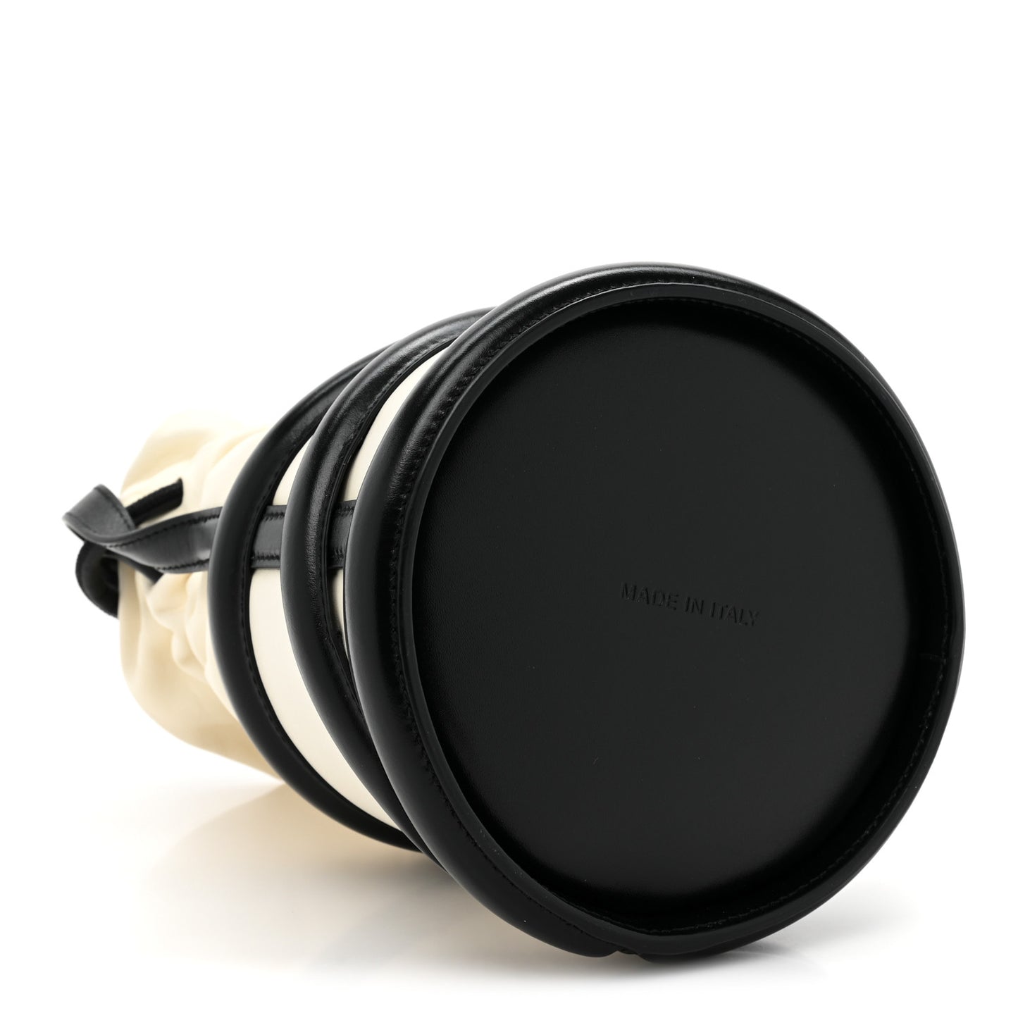 Calfskin Curve Bucket Bag Black White