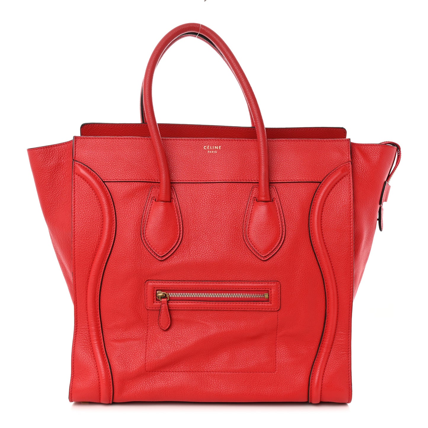 Drummed Calfskin Medium Luggage Coquelicot