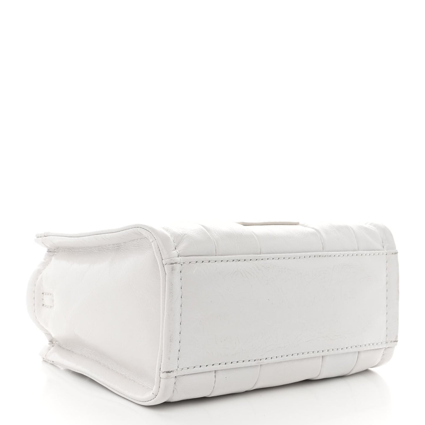 Shiny Crinkled Calfskin Mini The Tote Bag White