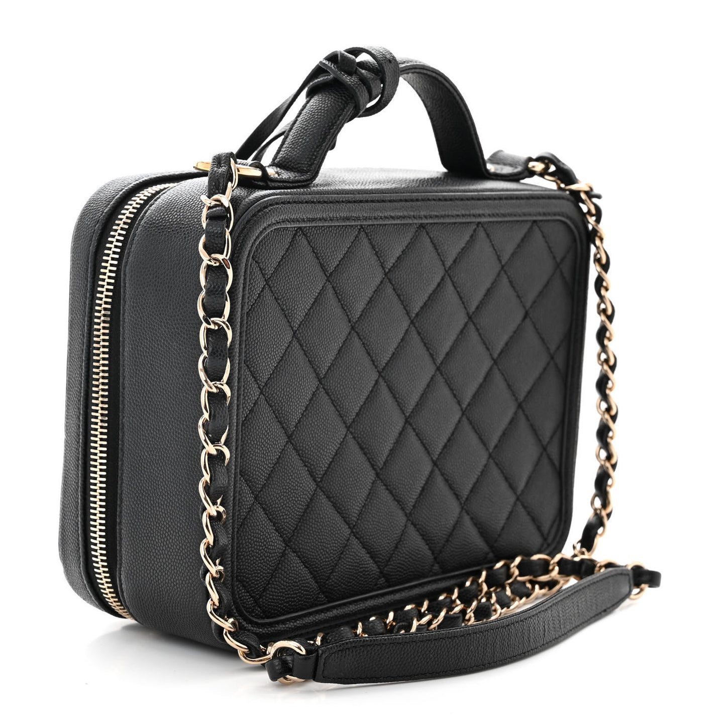 Caviar Quilted Medium CC Filigree Vanity Case Black