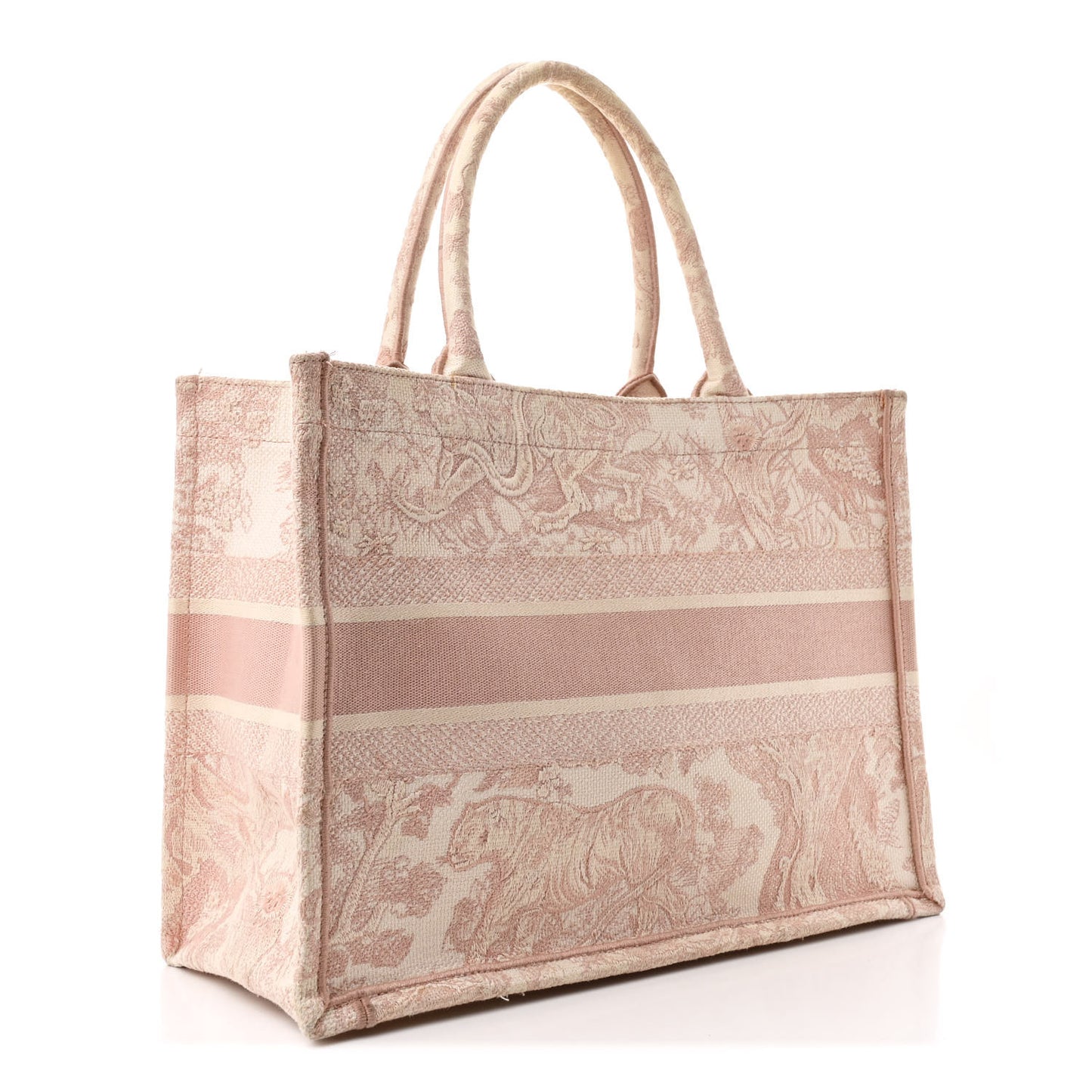 Canvas Embroidered Medium Dioriviera Toile De Jouy Book Tote Rose