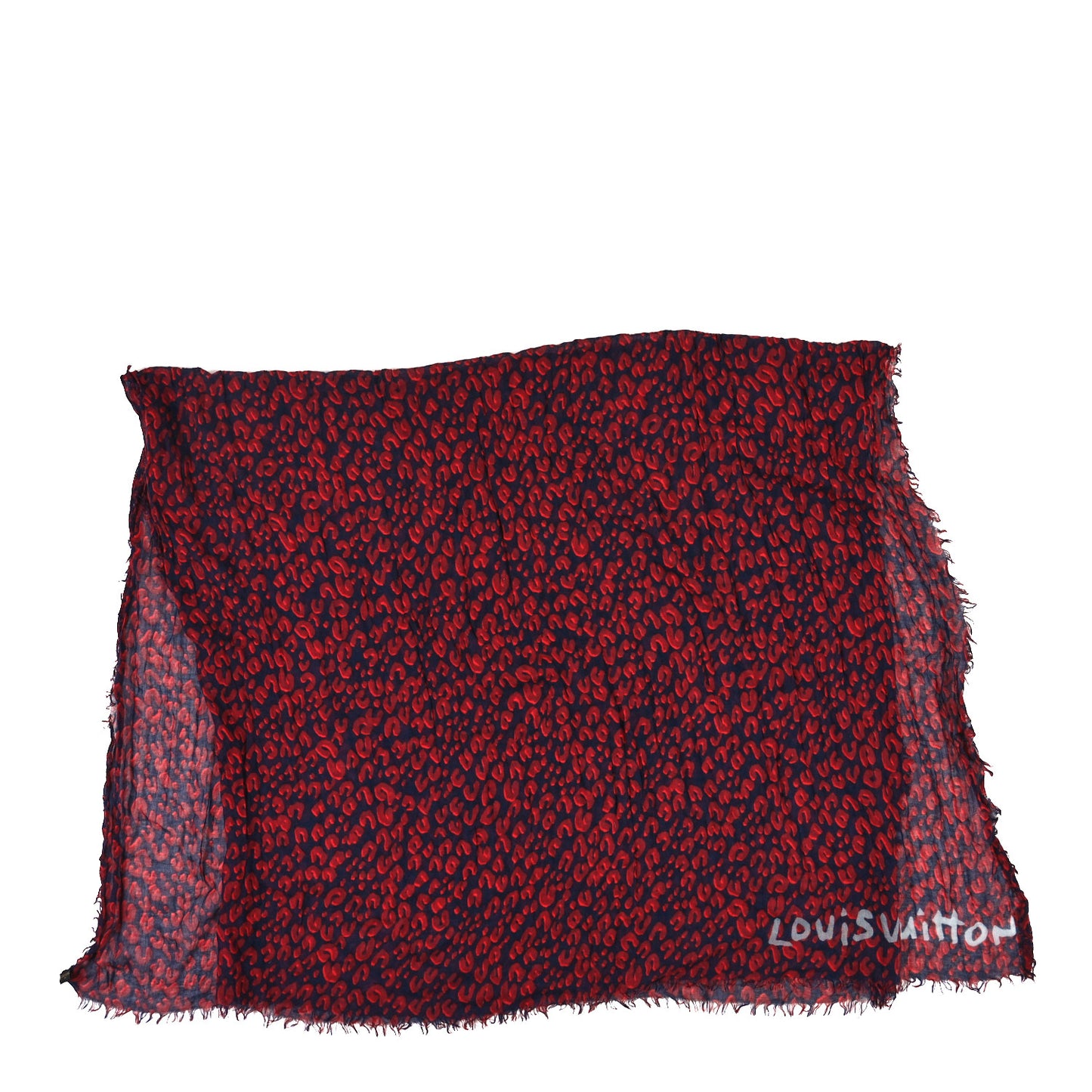 Cashmere Silk Leopard Stole Navy