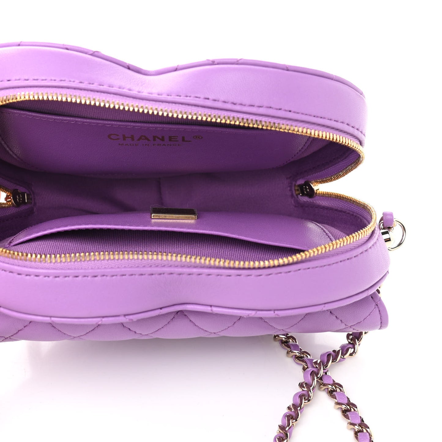 Lambskin Quilted CC In Love Heart Bag Purple