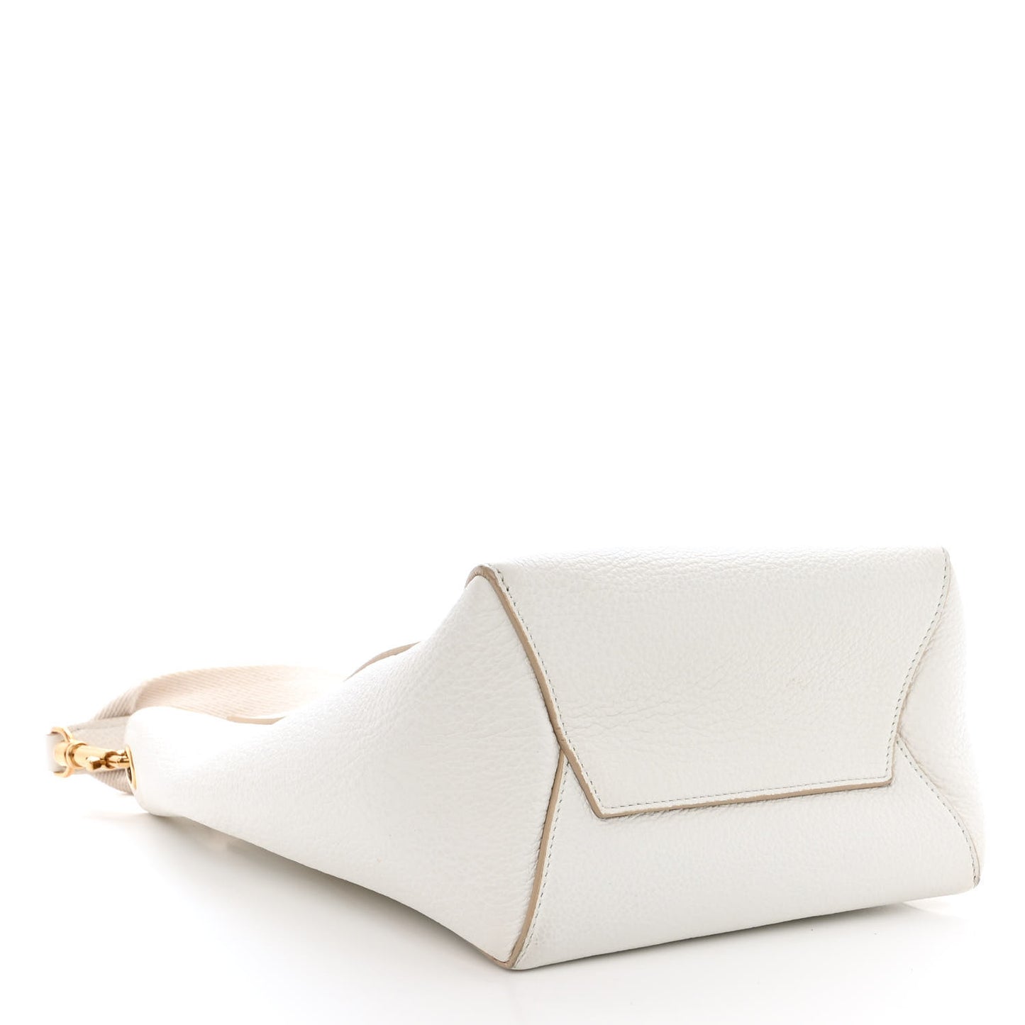 Soft Grained Calfskin Small Sangle Bucket Bag White