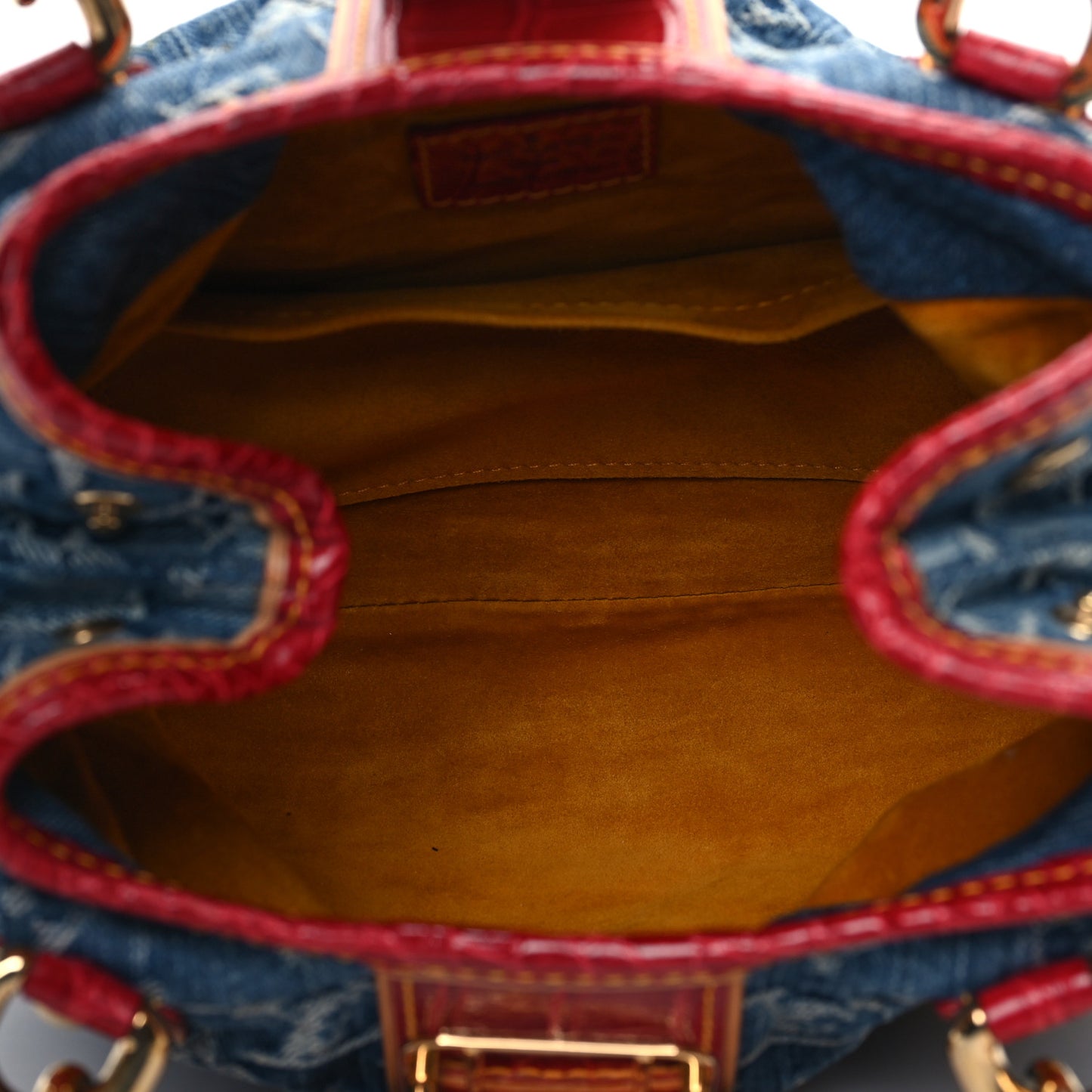 Monogram Denim Alligator Pleaty Blue Red