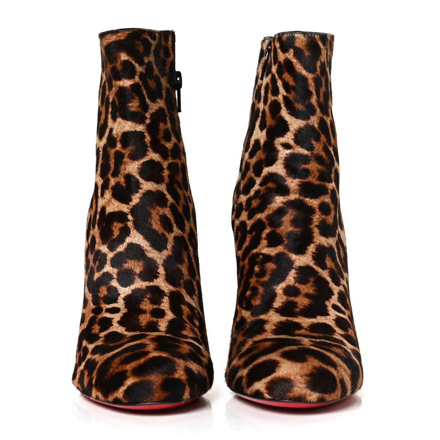 Calf Hair Leopard Print Ankle Boots 40.5