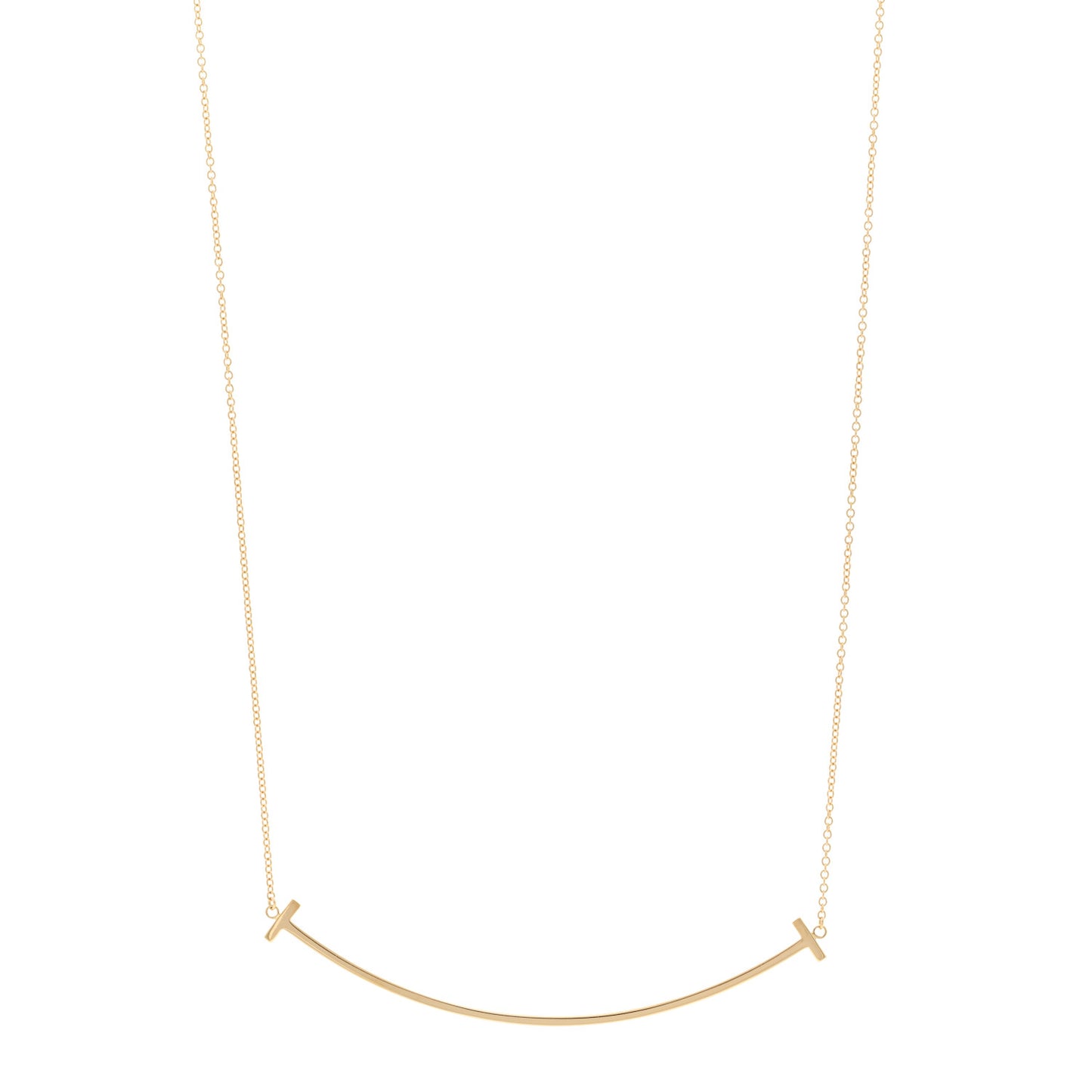 18K Yellow Gold Large T Smile Pendant Necklace