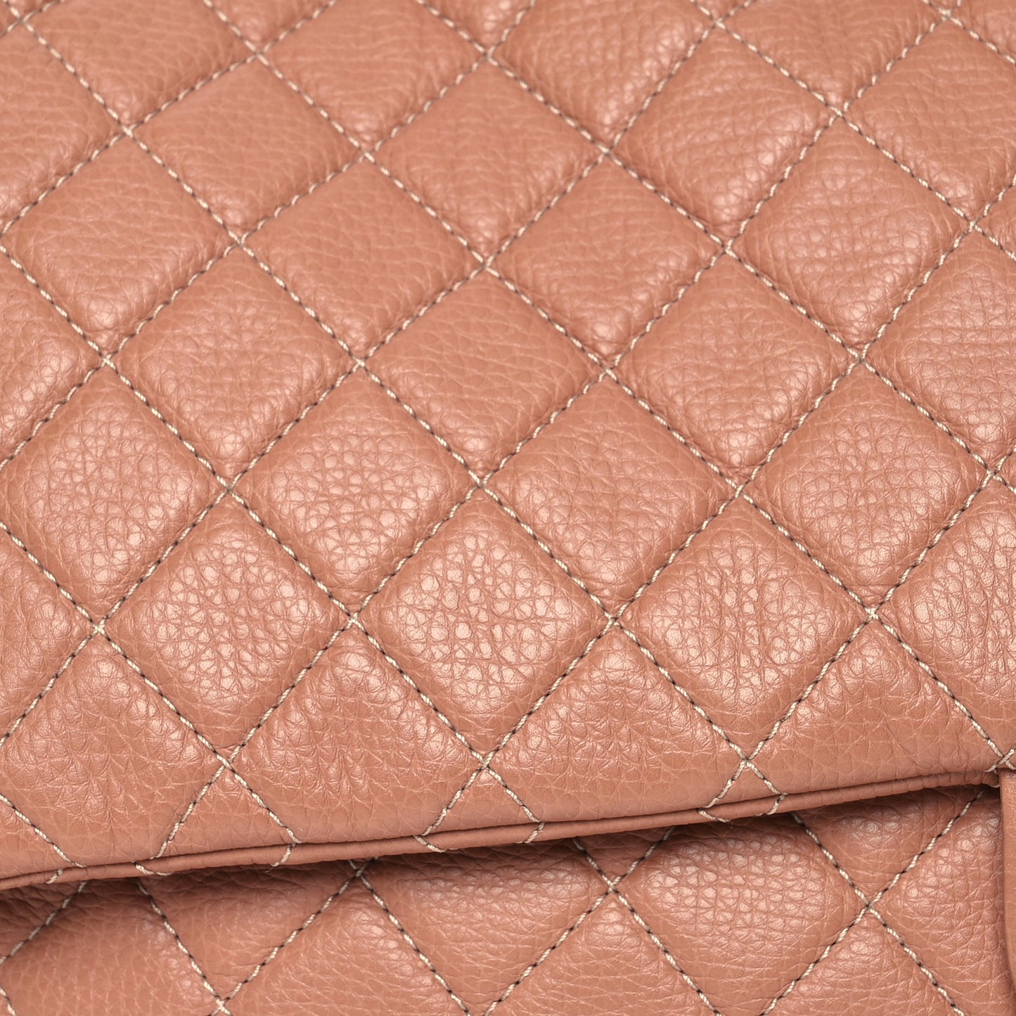 Calfskin Quilted XXL Travel Flap Bag Camel