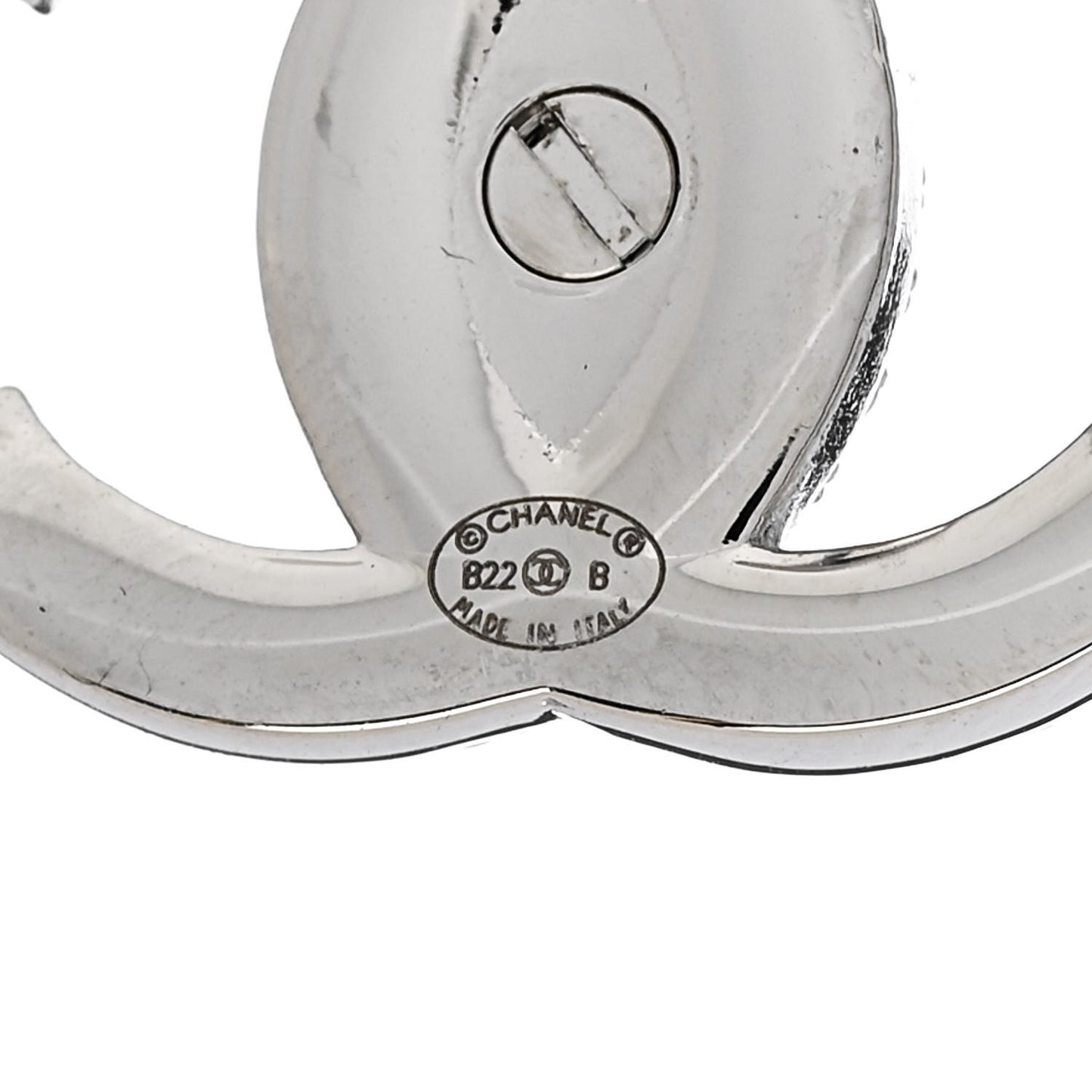 Crystal CC Turnlock Earrings Silver
