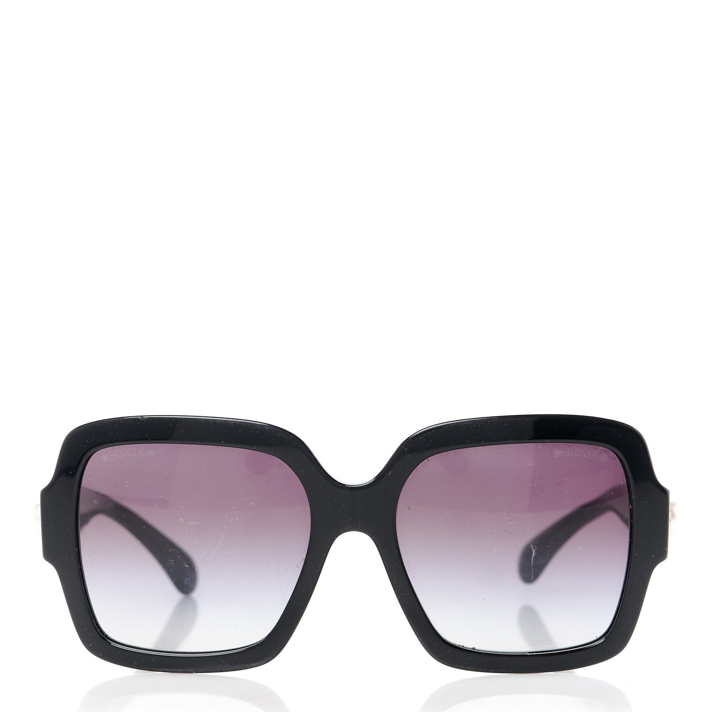Acetate Charms Pearl Square Sunglasses 5479-A Black Gold