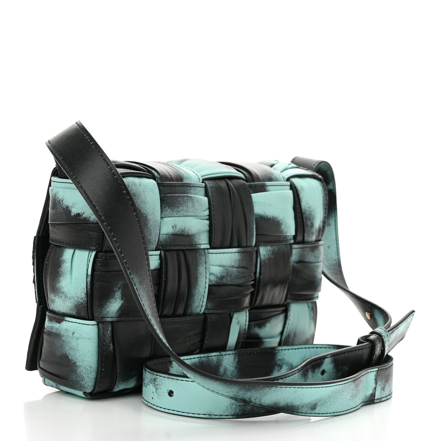 Foulard Tie Dye Maxi Intrecciato Padded Cassette Crossbody Bag Celadon Inkwell