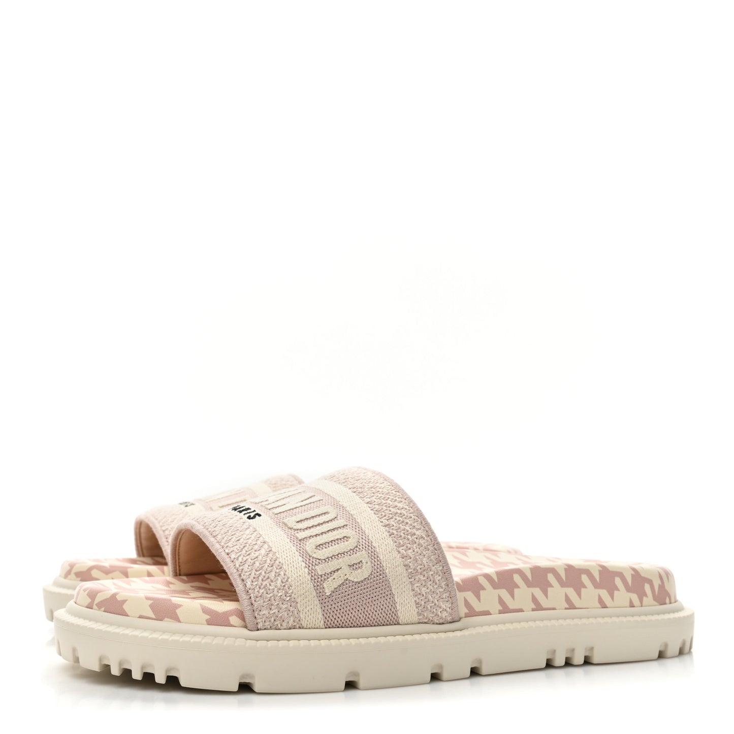 Canvas Fluo Toile de Jouy Embroidered Dway 10mm Slide Sandals 36 Rose De Vents