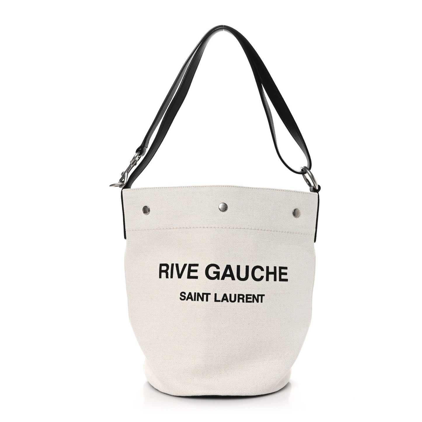 Linen Calfskin Rive Gauche Bucket Bag Greggio Natural