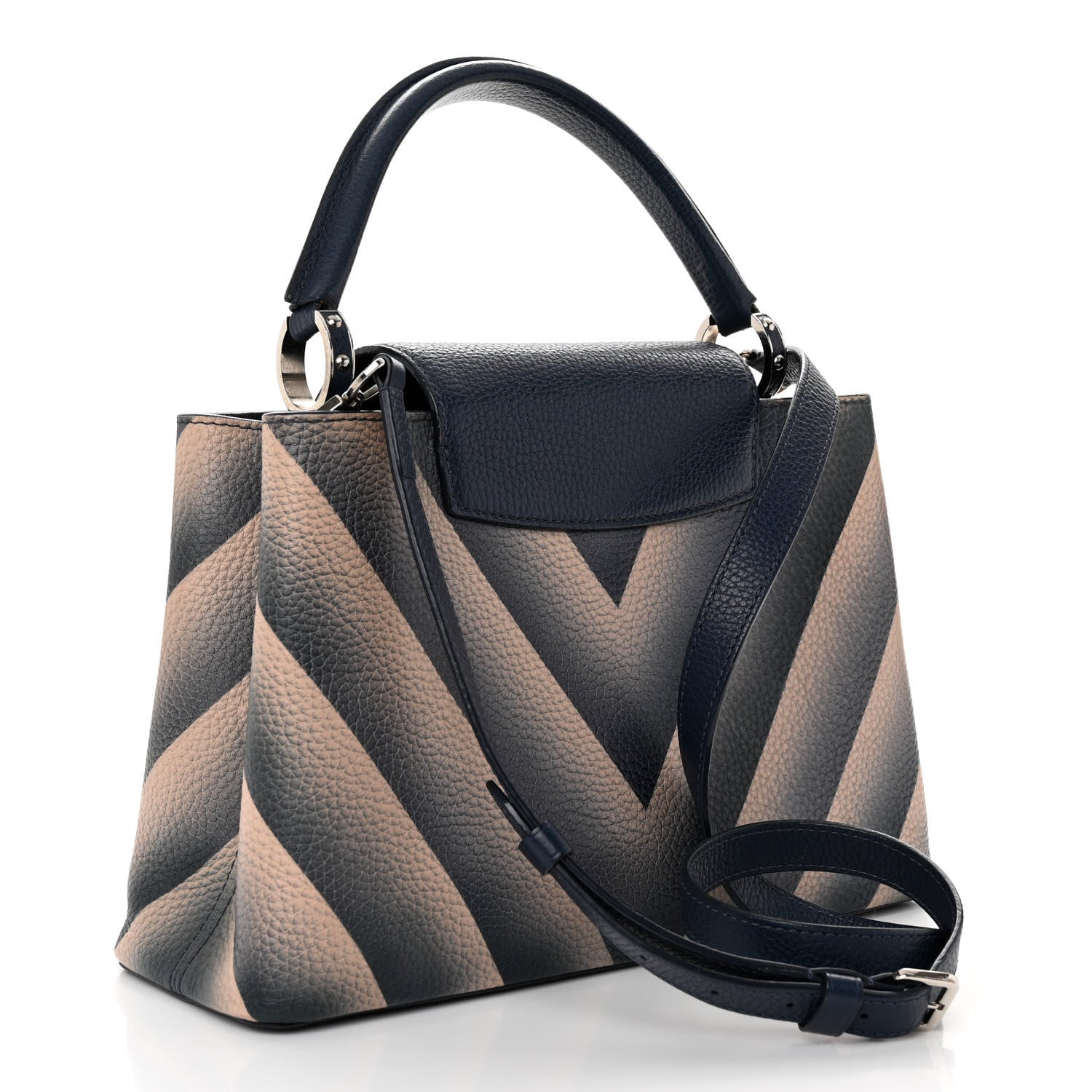Louis Vuitton Taurillon Chevron Capucines PM Navy 3 of 12