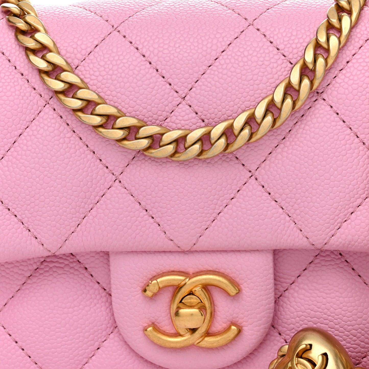 Caviar Quilted Mini Rectangular Sweetheart Flap Lilac