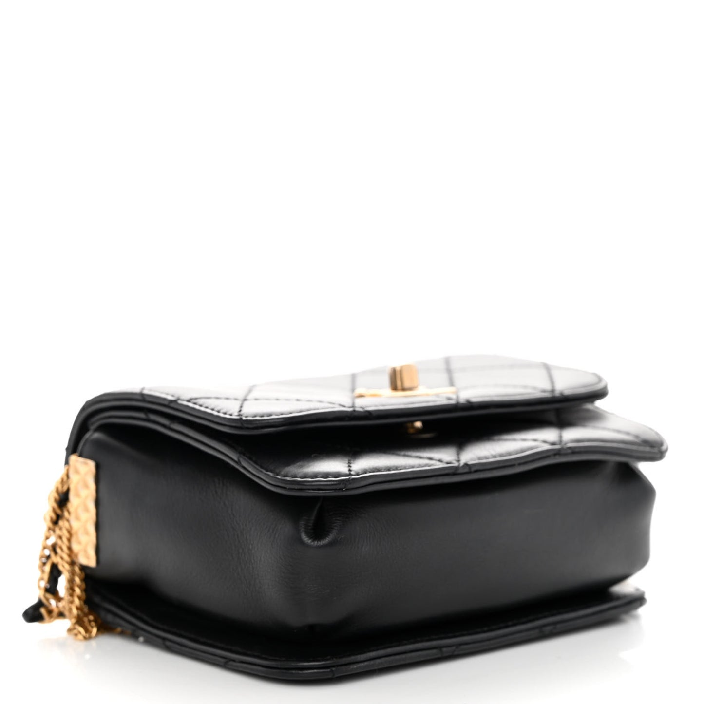 Lambskin Quilted Small Multiple Chain Flap Black