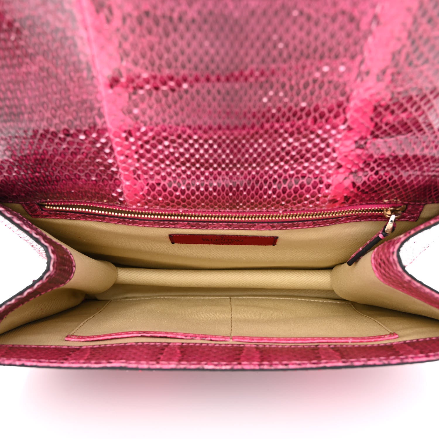 Valentino Garavani Snakeskin Large Glam Lock Rockstud Flap Pop Fuxia 5 of 10
