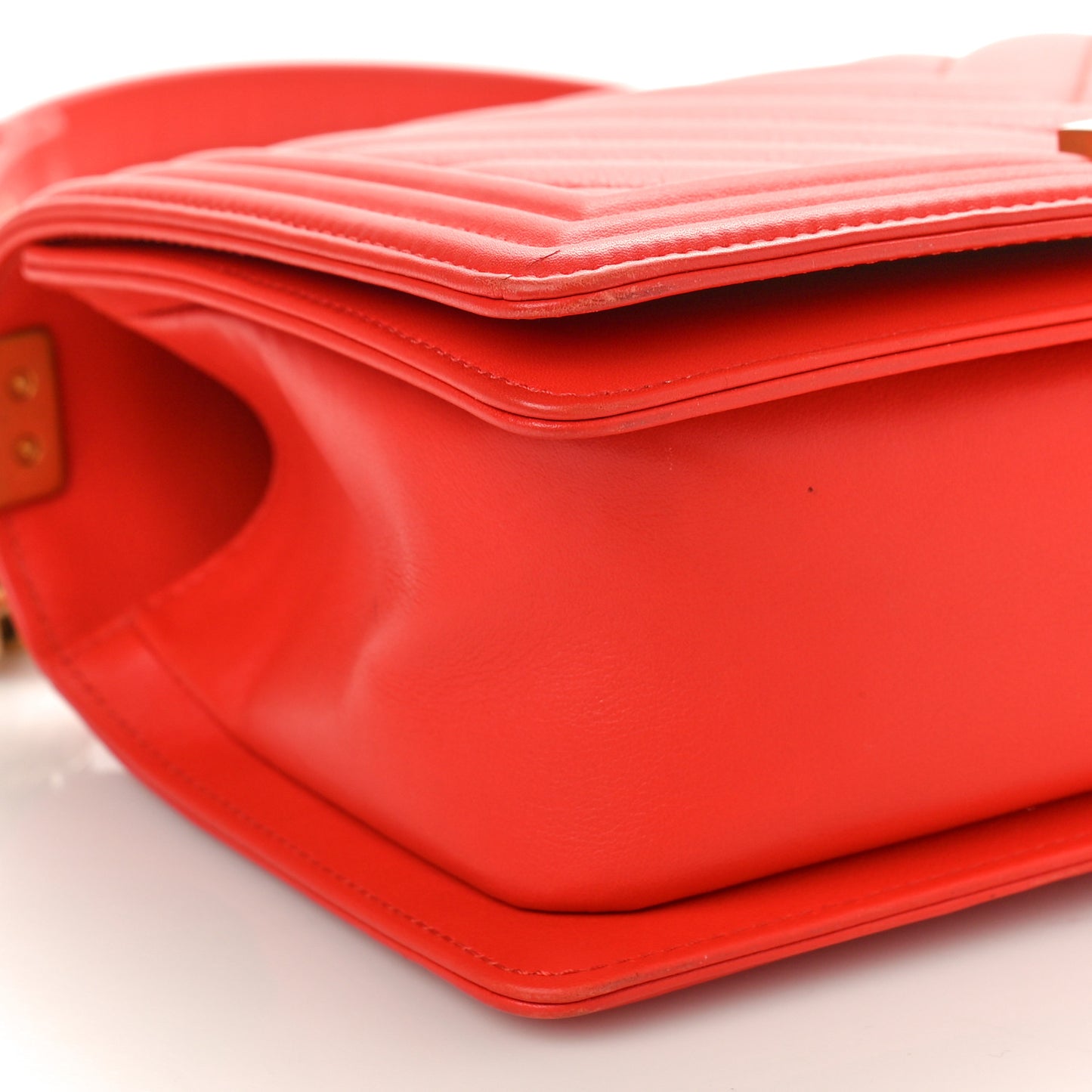 Calfskin Chevron Quilted Medium Boy Flap Red