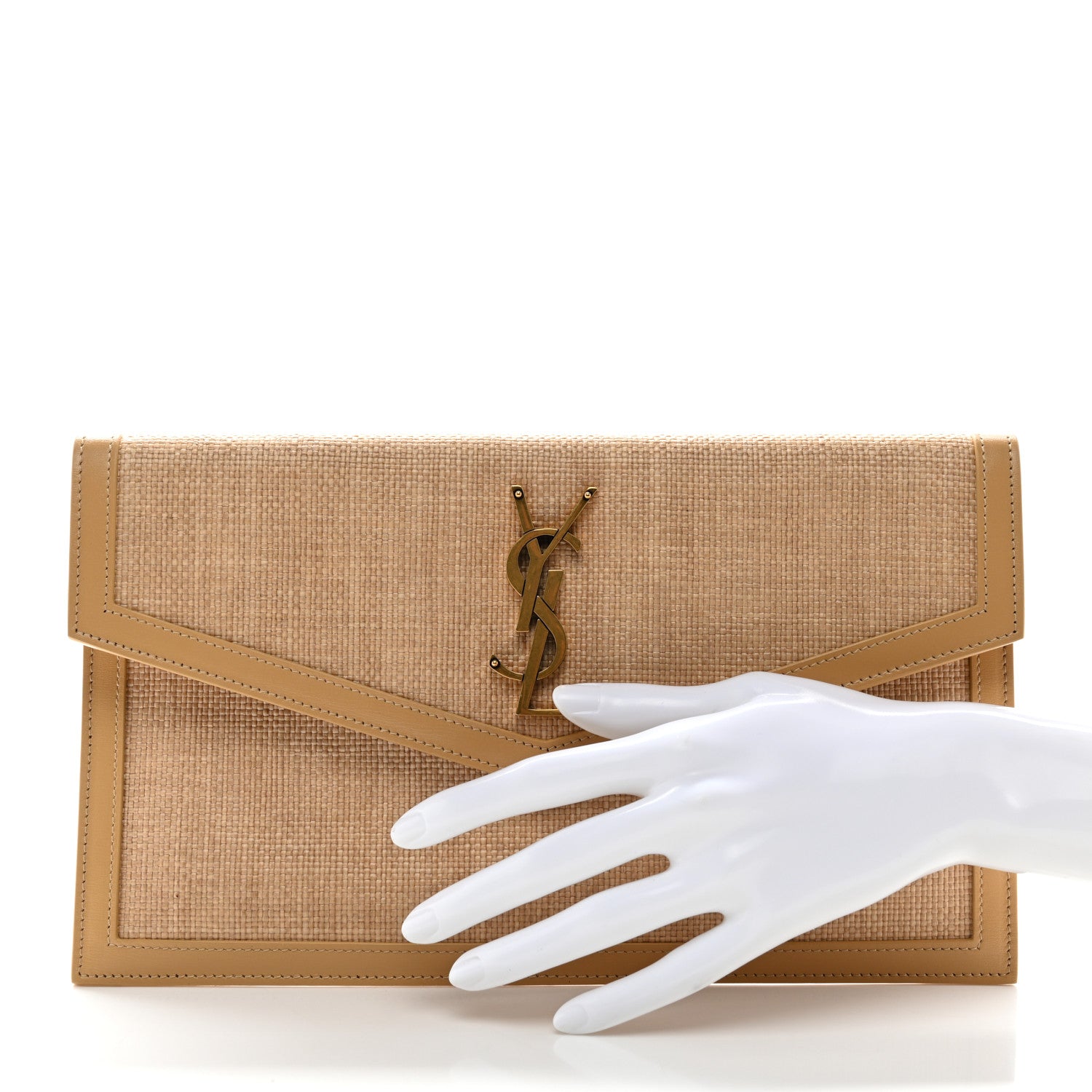 Saint Laurent Micro Raffia Uptown Pouch Natural Hay Blush 2 of 7