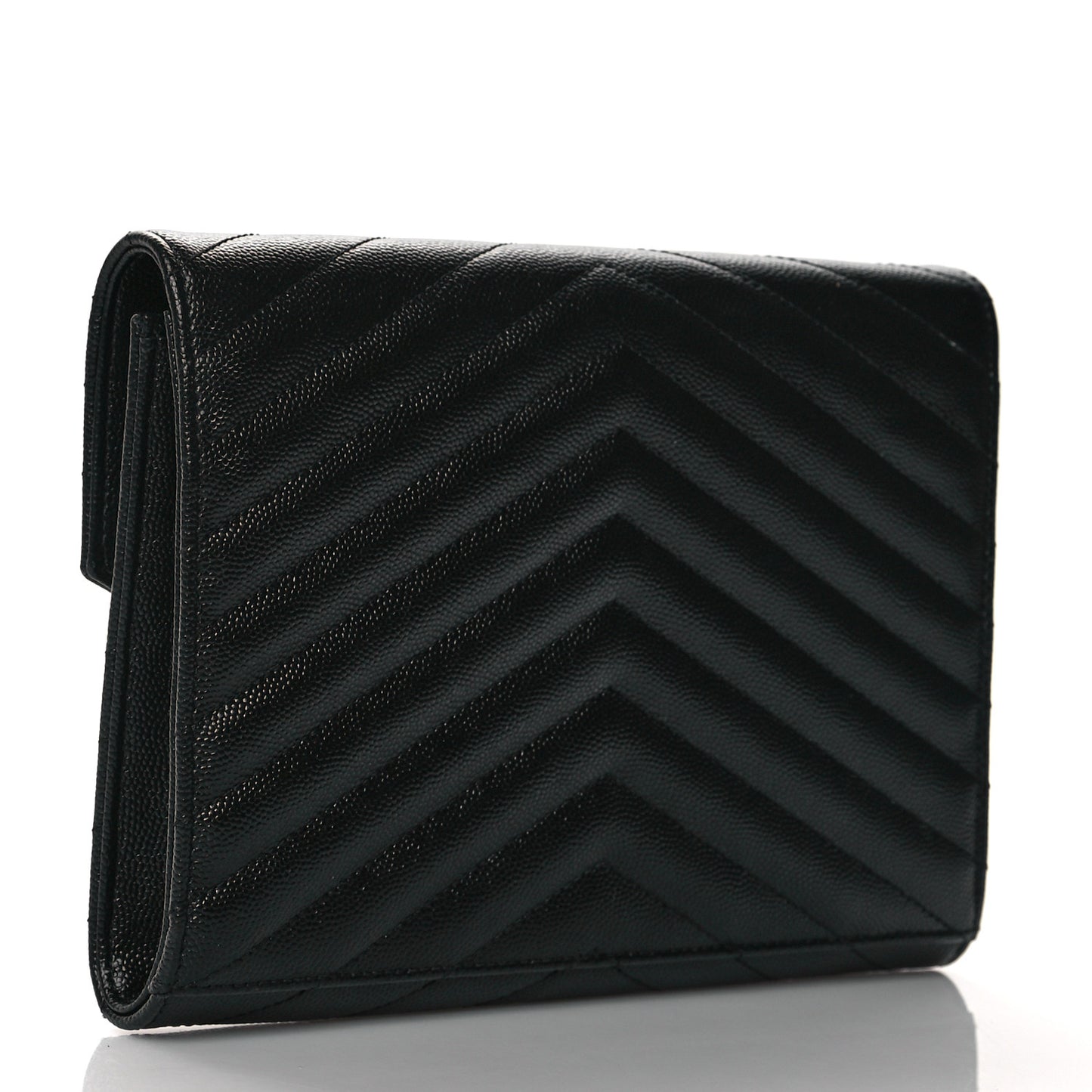 Grain De Poudre Matelasse Chevron Monogram Envelope Clutch Black