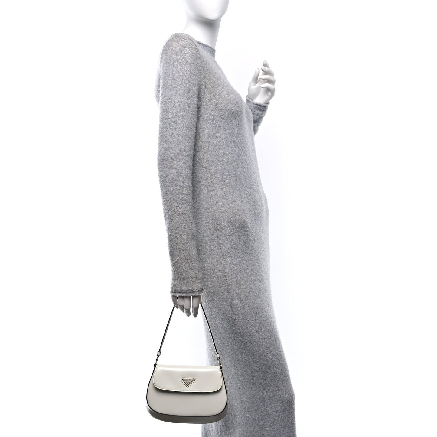 Spazzolato Cleo Flap Shoulder Bag White