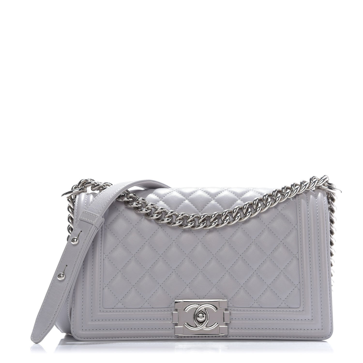 Chanel Calfskin Quilted Medium Boy Flap Grey 696901 – FASHIONPHILE