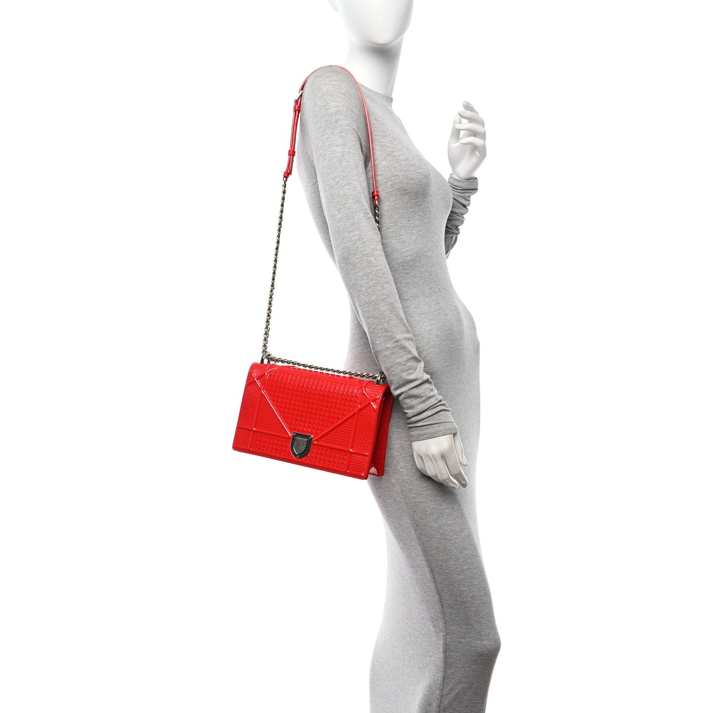 Patent Micro-Cannage Medium Diorama Flap Bag Red