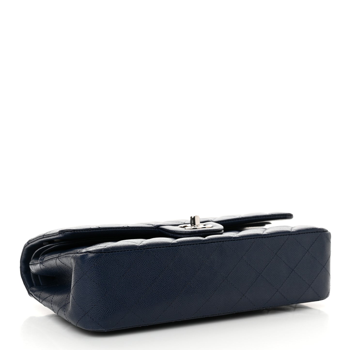 Caviar Quilted Medium Double Flap Navy