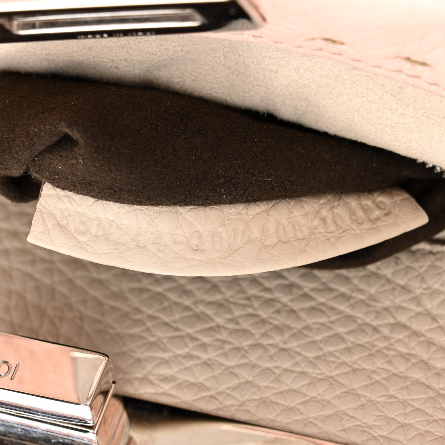 Cuoio Romano Selleria Bi-Color Mini Peekaboo Iconic Satchel Cipria Latte