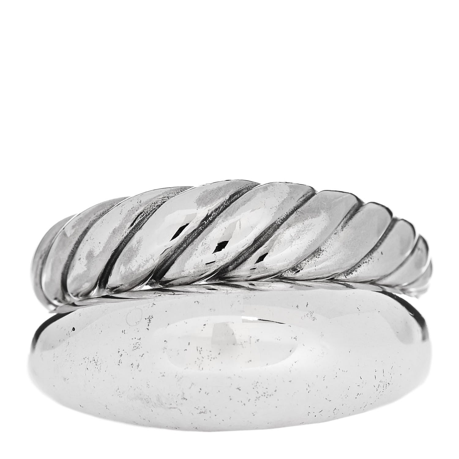 David Yurman Sterling Silver 17mm Pure Form Two Row Ring 60 9 1 of 5