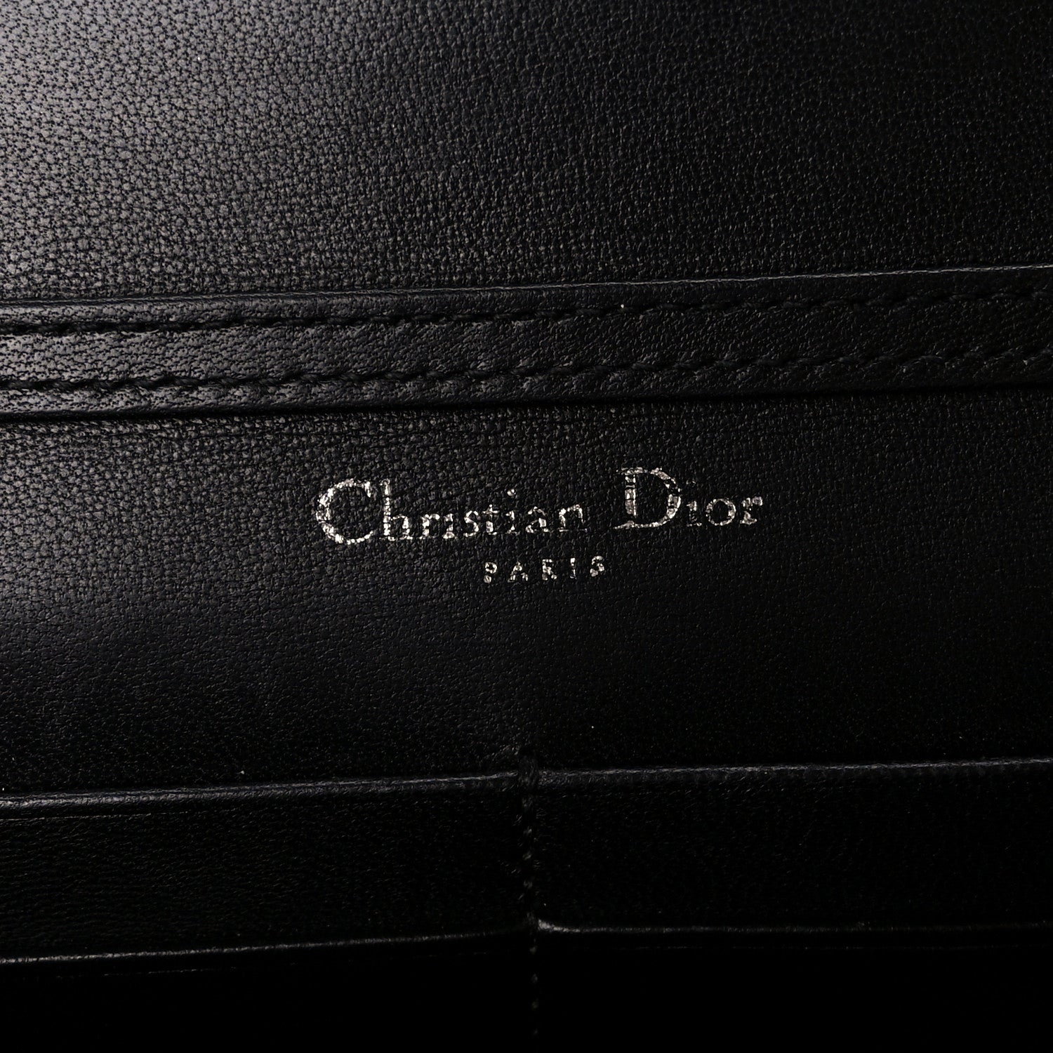 Christian Dior Calfskin Patch Embroidered Diorama Chain Wallet Black 7 of 13